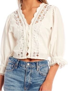 Free People Louella Embroidered top small